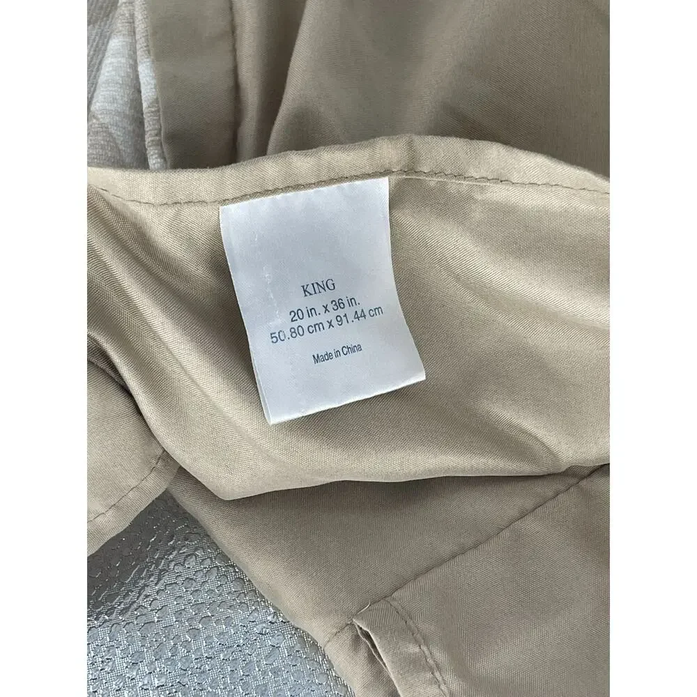 Beige White Printed King Sized Pillow Case 20